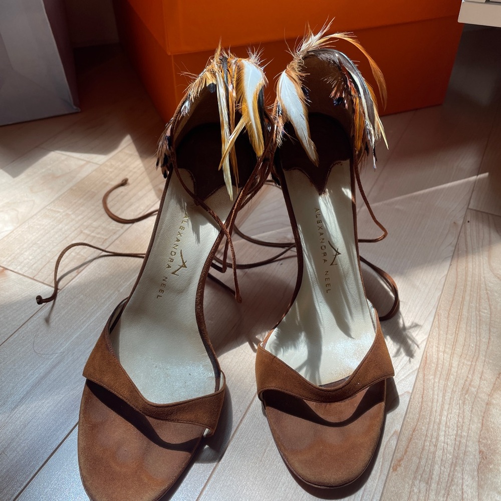 Alexandra Neel Brown Heels with Ankle Straps